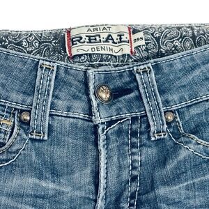 Ariat Low‎ Rise Bootcut Embroidered Blue Jeans Womens 29 x 28 Western Cowgirl